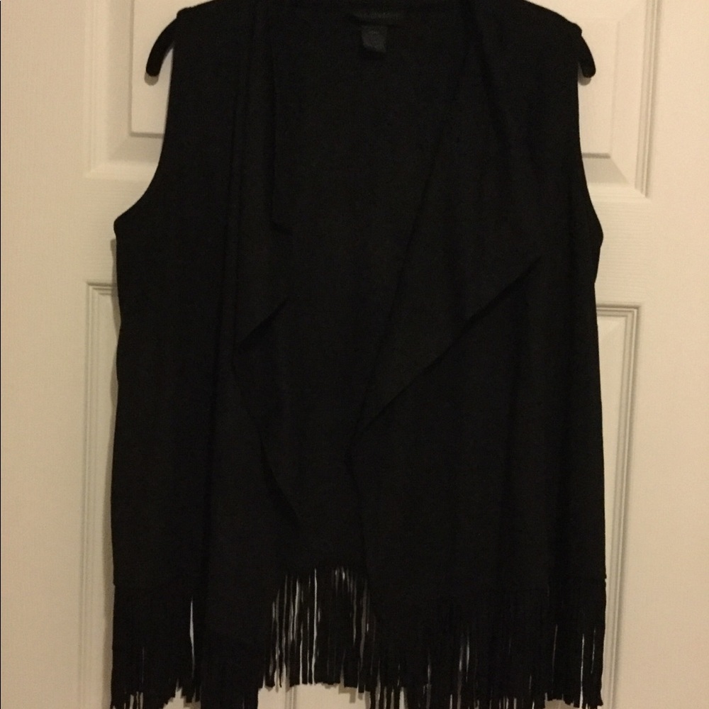 Faux Suede Fringe Vest 26” long, 20 wide”